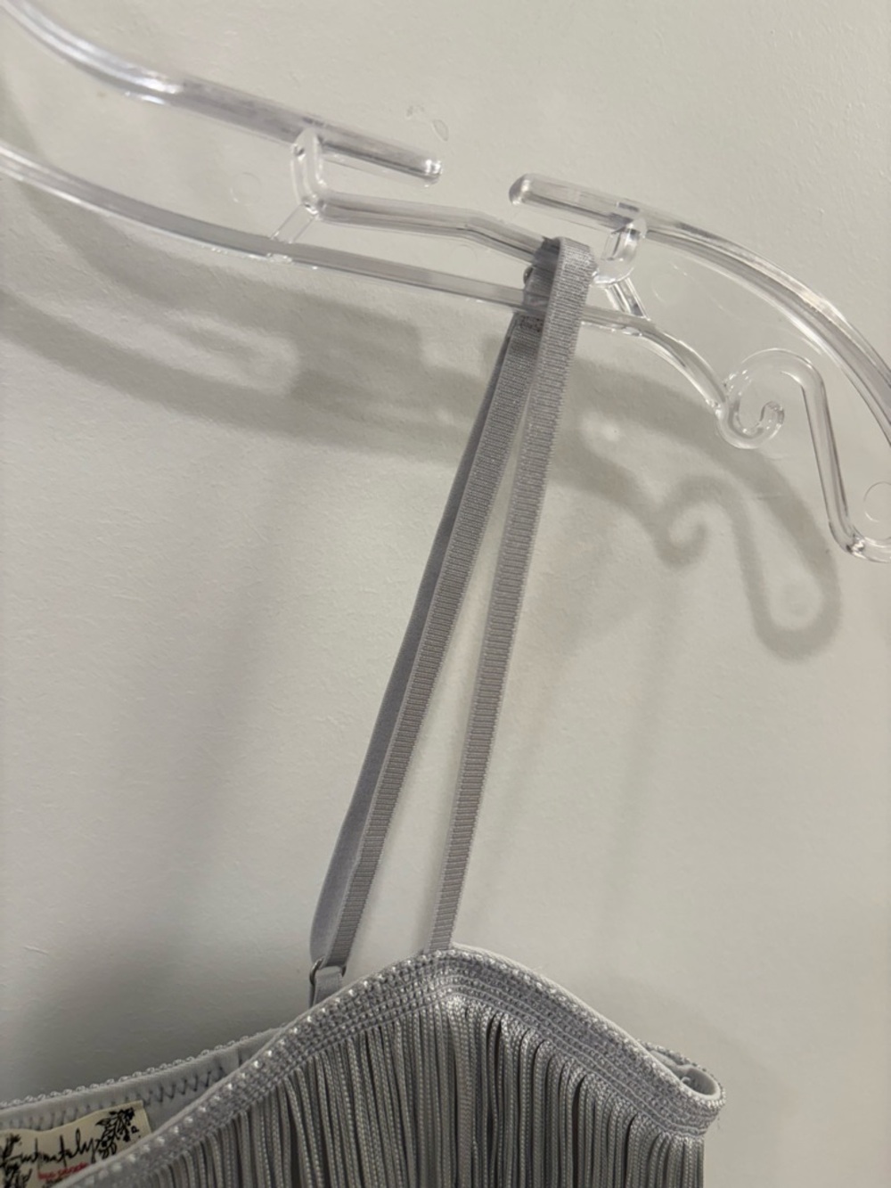 Free People Intimately Grey Silver Such A Catch Fringe Cropped Tank Size Small - Picture 7 of 14